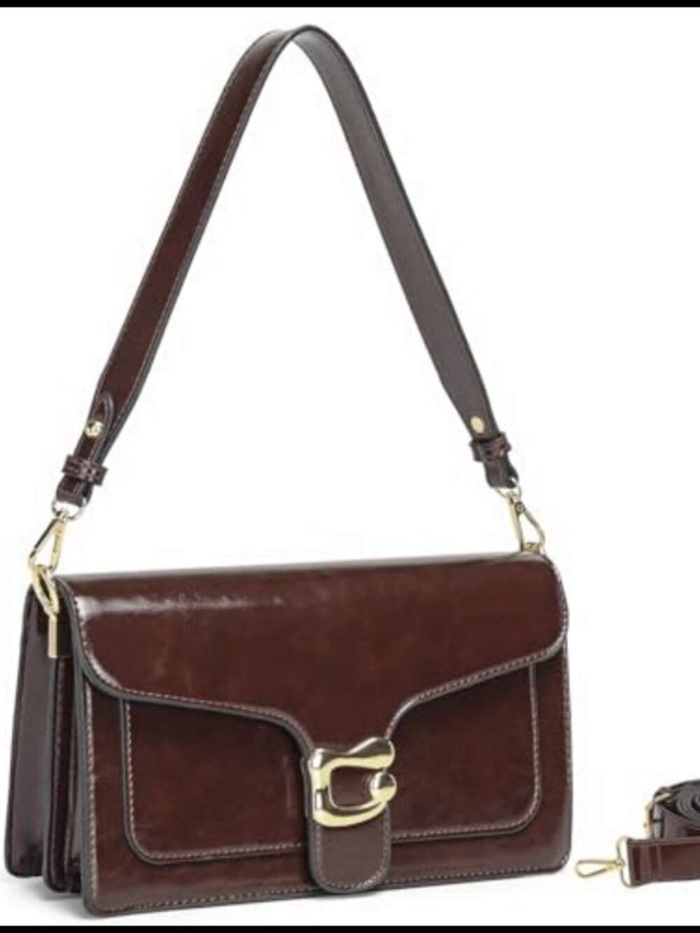 PU Leather Crossbody Bag Small Satchel with 2 Straps Evening Clutch